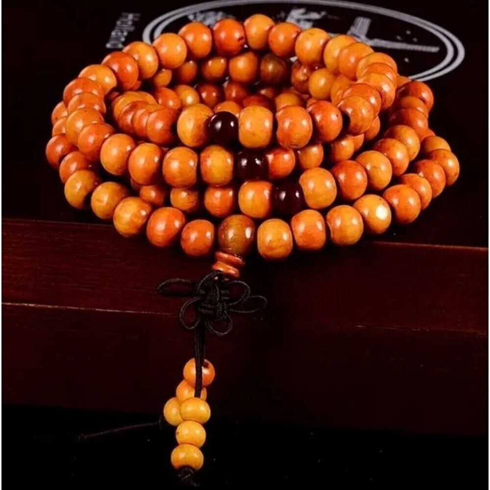 108 Prayer beads brown stained wood mala beads necklace bracelet